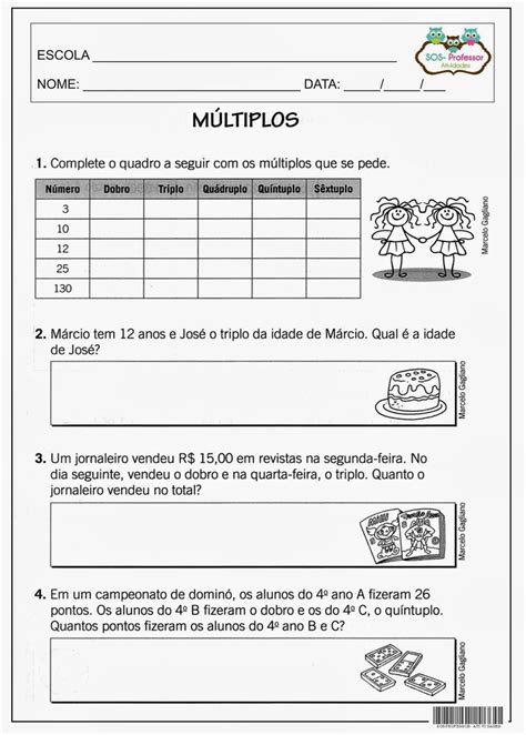 múltiplos de 3 exercícios pdf.